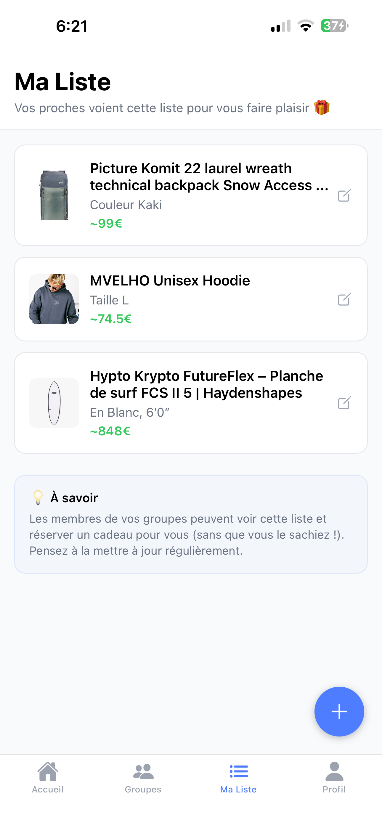 Liste de souhaits GiftHub